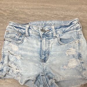 American Eagle Outfitters Light Blue Ripped Jean Shorts